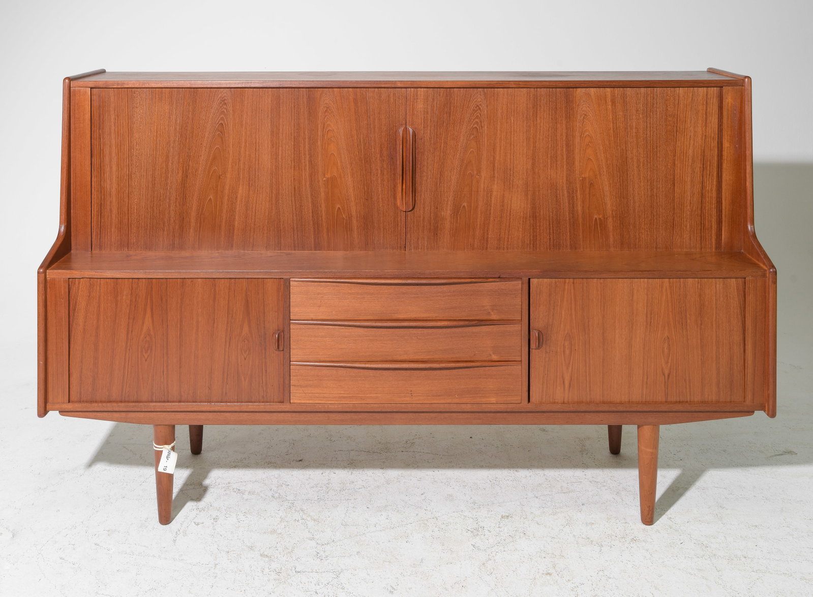 Danish Mid Century Modern Cocktail Sideboard: Danish Mid Century Modern Tambour Door Cocktail Sideboard - 46 inches tall x 75 x 18