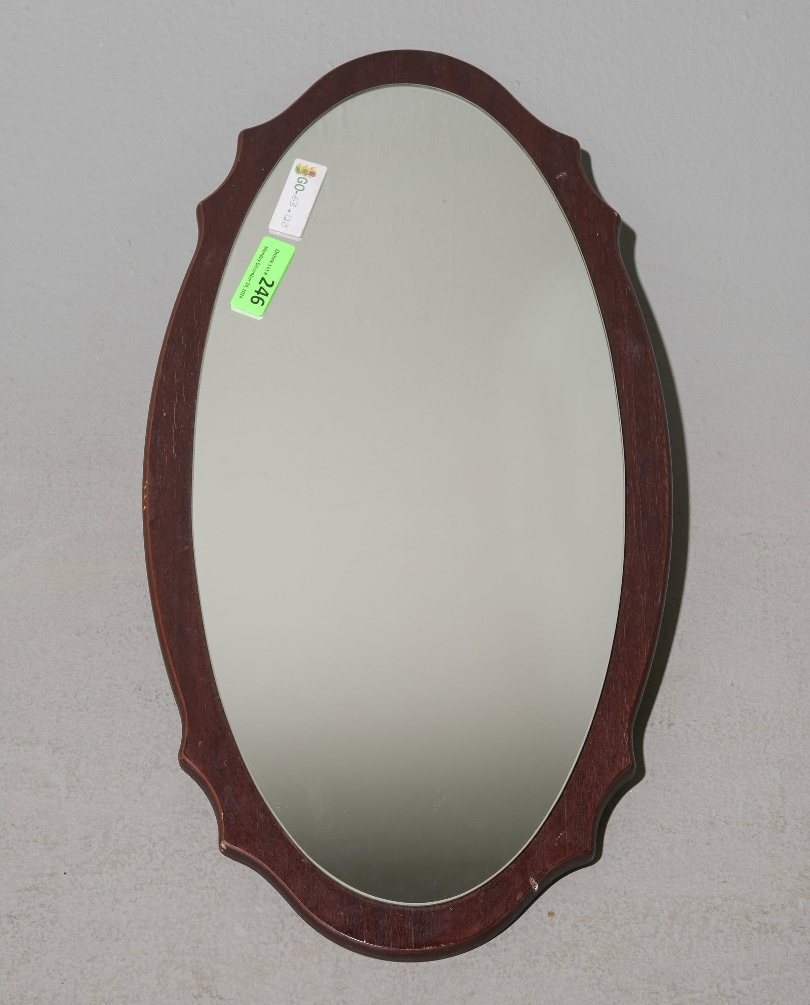 Mid Century Modern Mahogany Oval Mirror #1 (1 of 3)