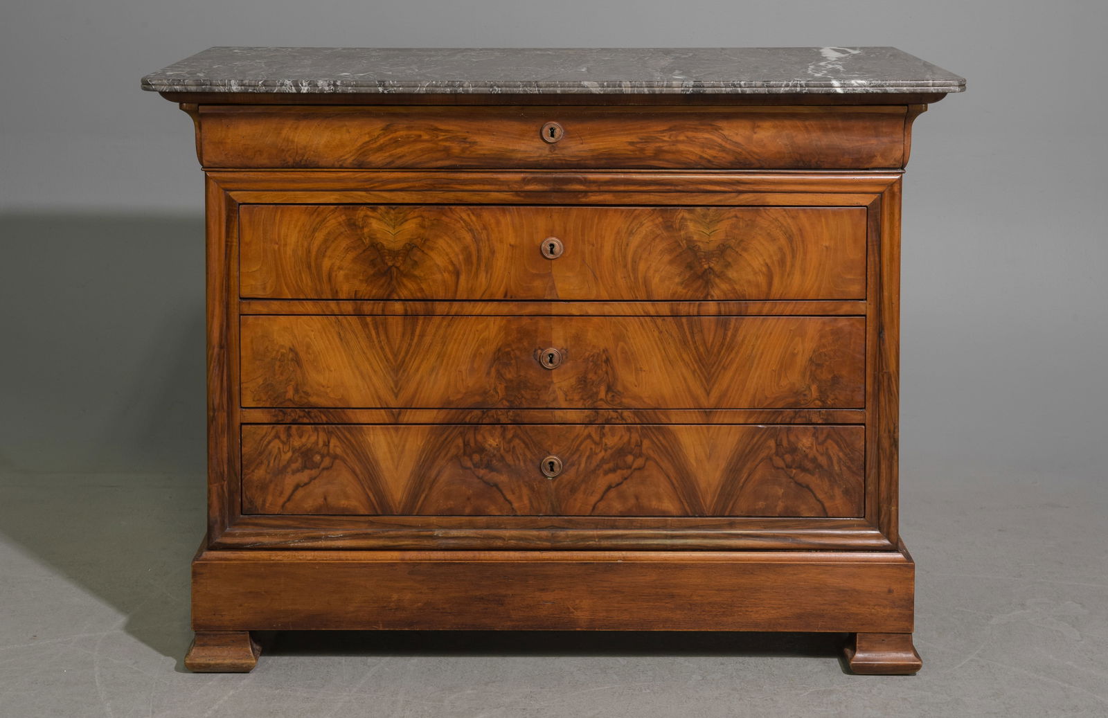 Louis Philippe Style Walnut Marble Top Chest (1 of 6)