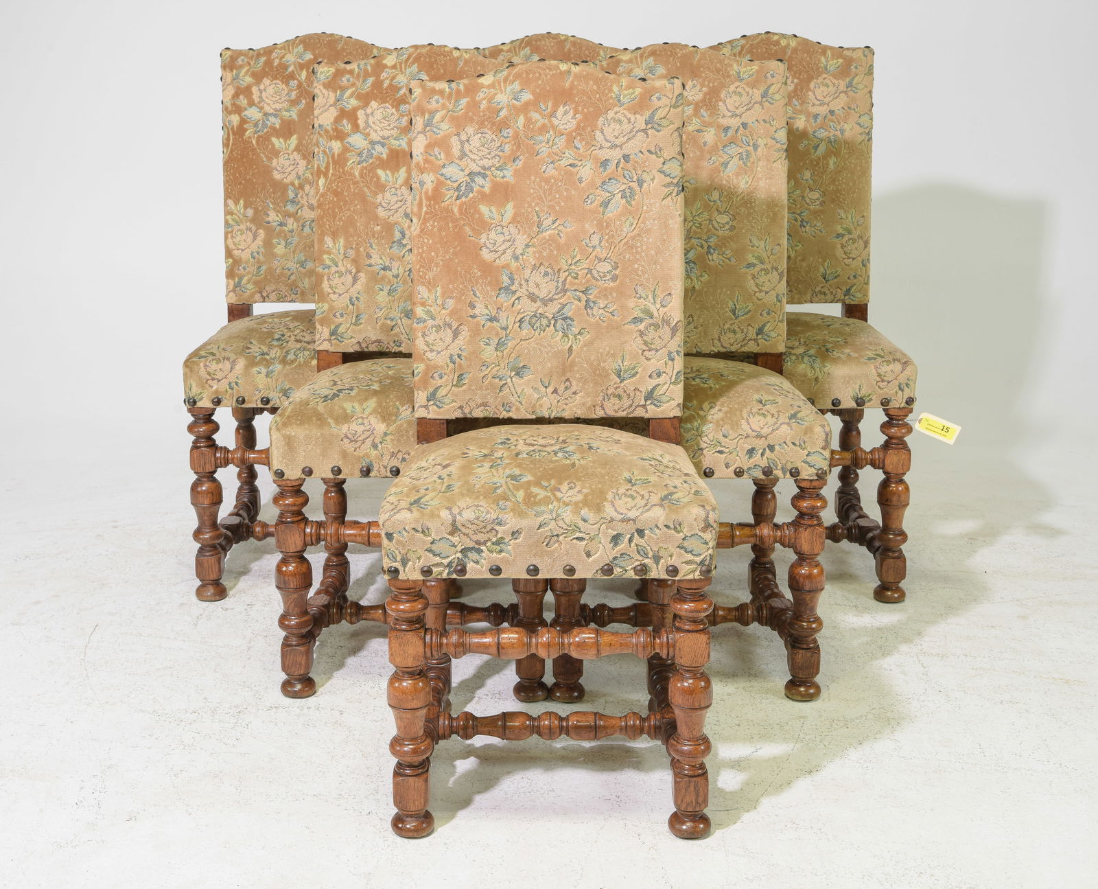 French Set of 6 Upholstered Oak Chairs (1 of 3)