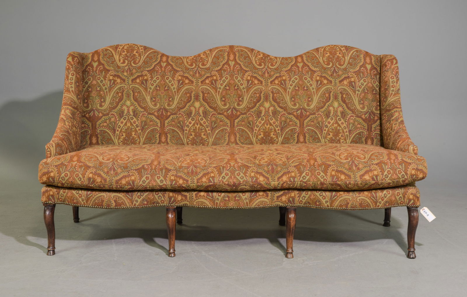 Large Three Seater Sofa with Hand Stitched Upholstery: Large Three Seater Wing Back Sofa with Hand Stitched Upholstery - 45 in tall x 82 x 40, Seat height is 19.5 inches, The seat depth is 29 inches