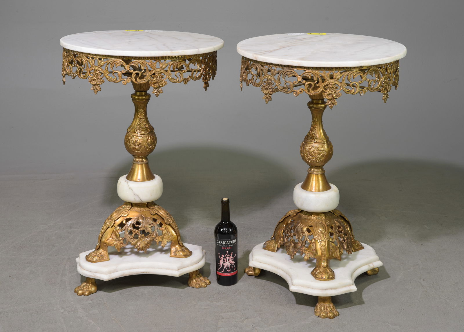 2 French Style White Marble & Gilded Metal End Tables (1 of 6)