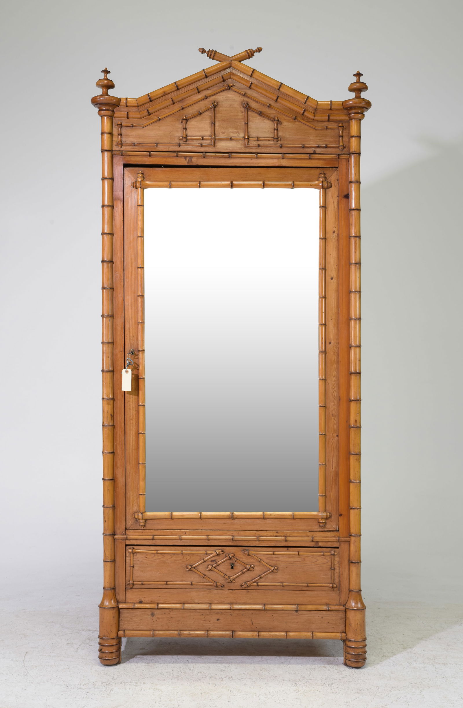 French Faux Bamboo Mirror Door Robe (1 of 8)