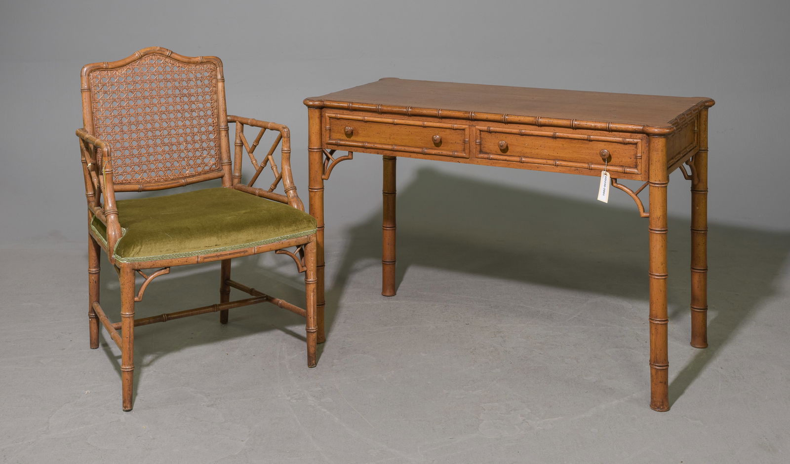 French Faux Bamboo Writing Table & Arm Chair (1 of 6)