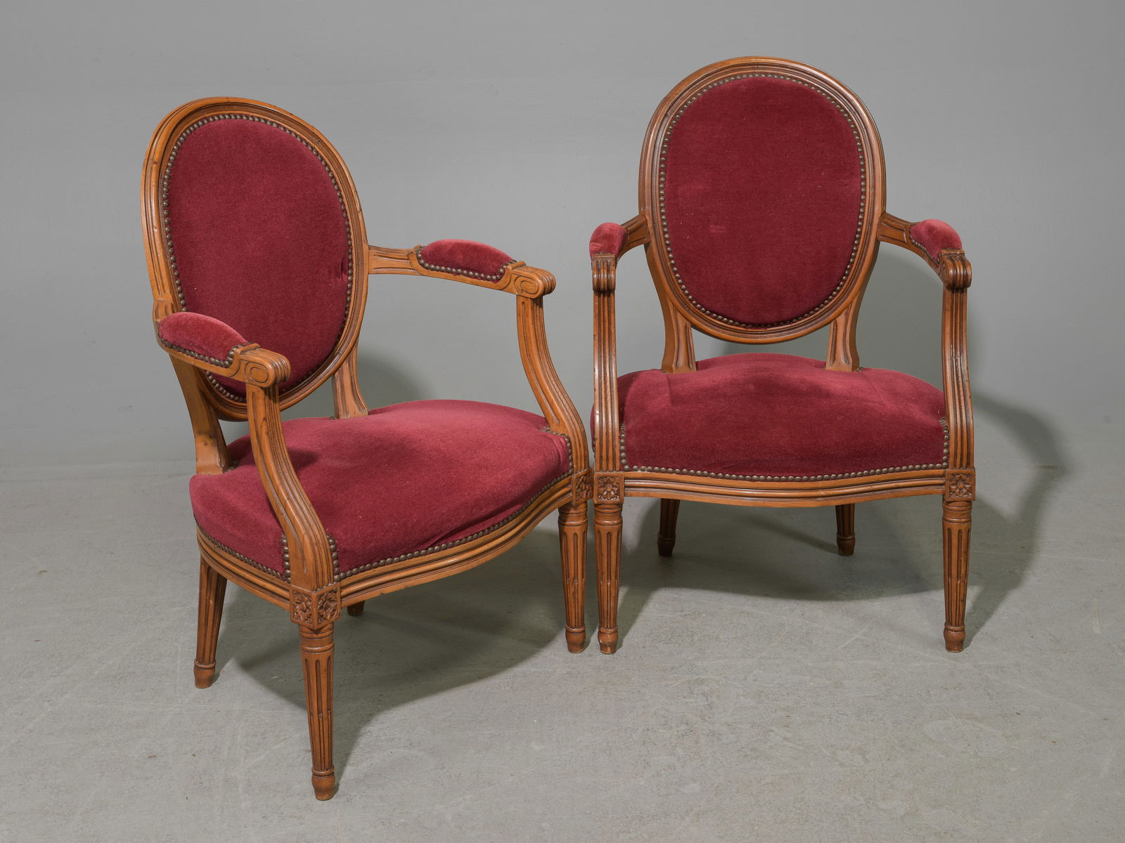 Louis XV Style Pair of Upholstered Arm Chairs: French Louis XV Style Pair of Upholstered Arm Chairs c.1920's-30's - 34 inches tall x 22.5 x 21, Seat height is 15 inches