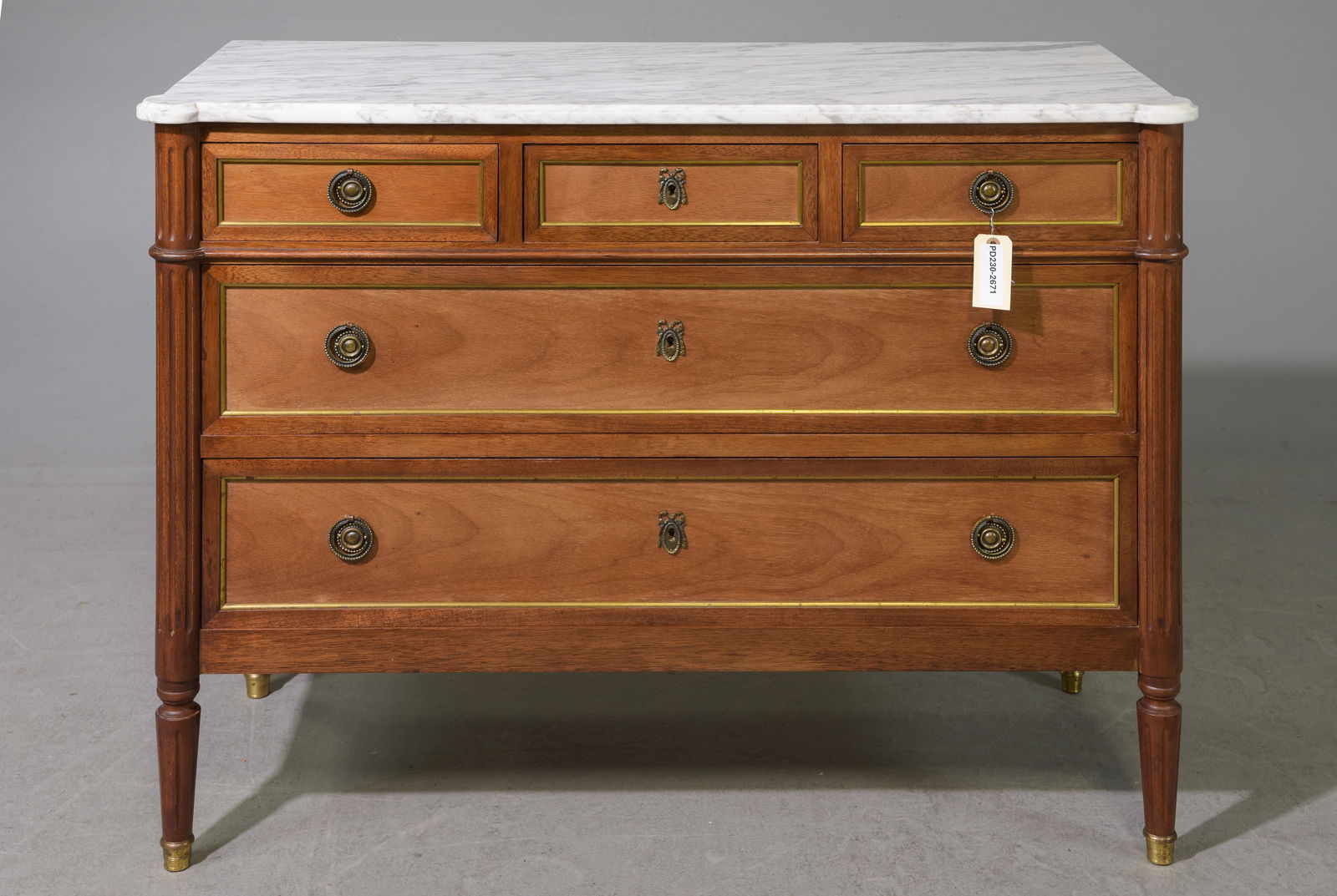 Louis XVI Style Marble Top 5 Drawer Chest (1 of 5)