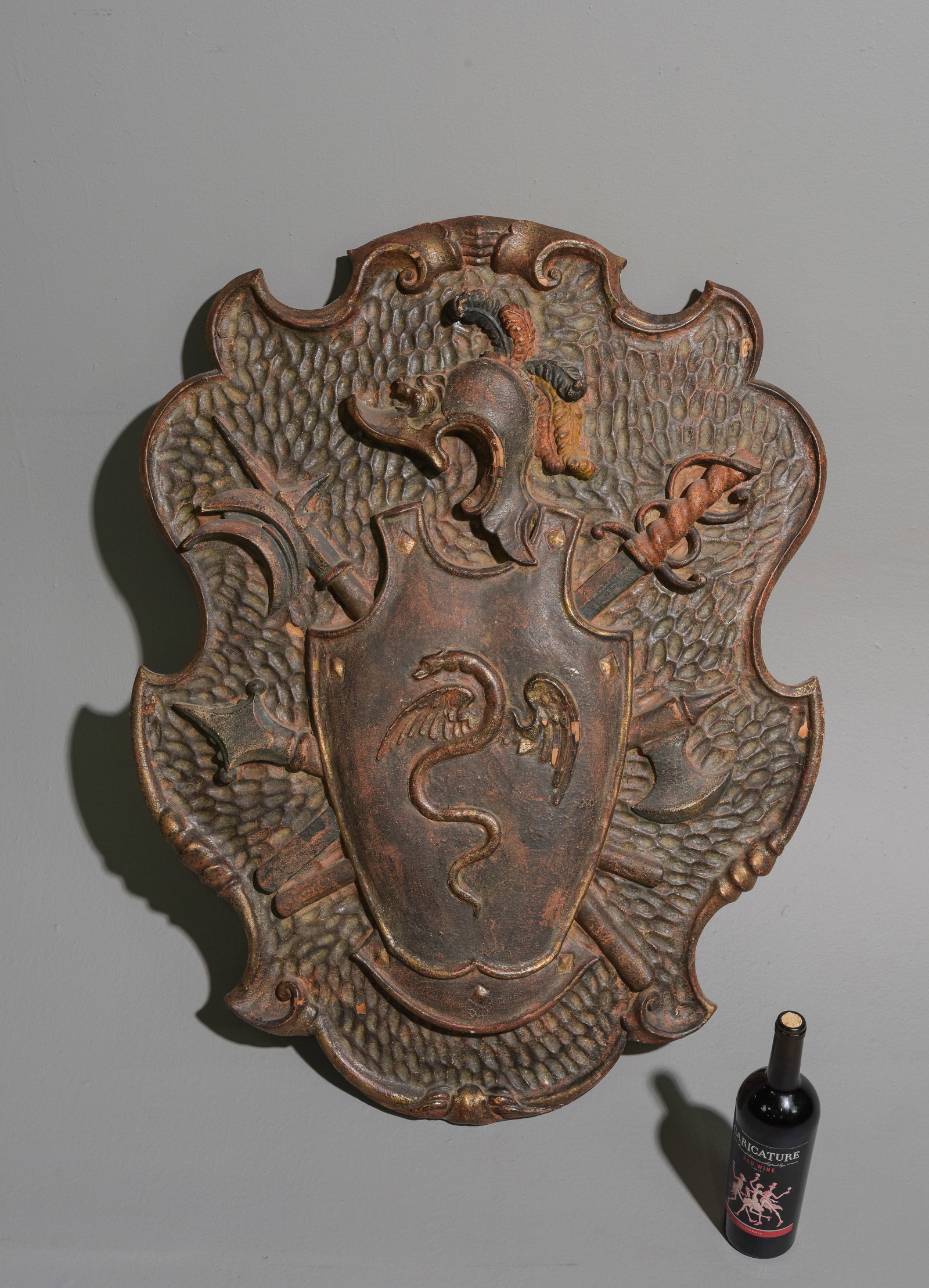 Renaissance Style Large Coat Of Arms Wall Decor: Renaissance Style Large Coat Of Arms Wall Decor - 38.5 inches tall x 29 x 3