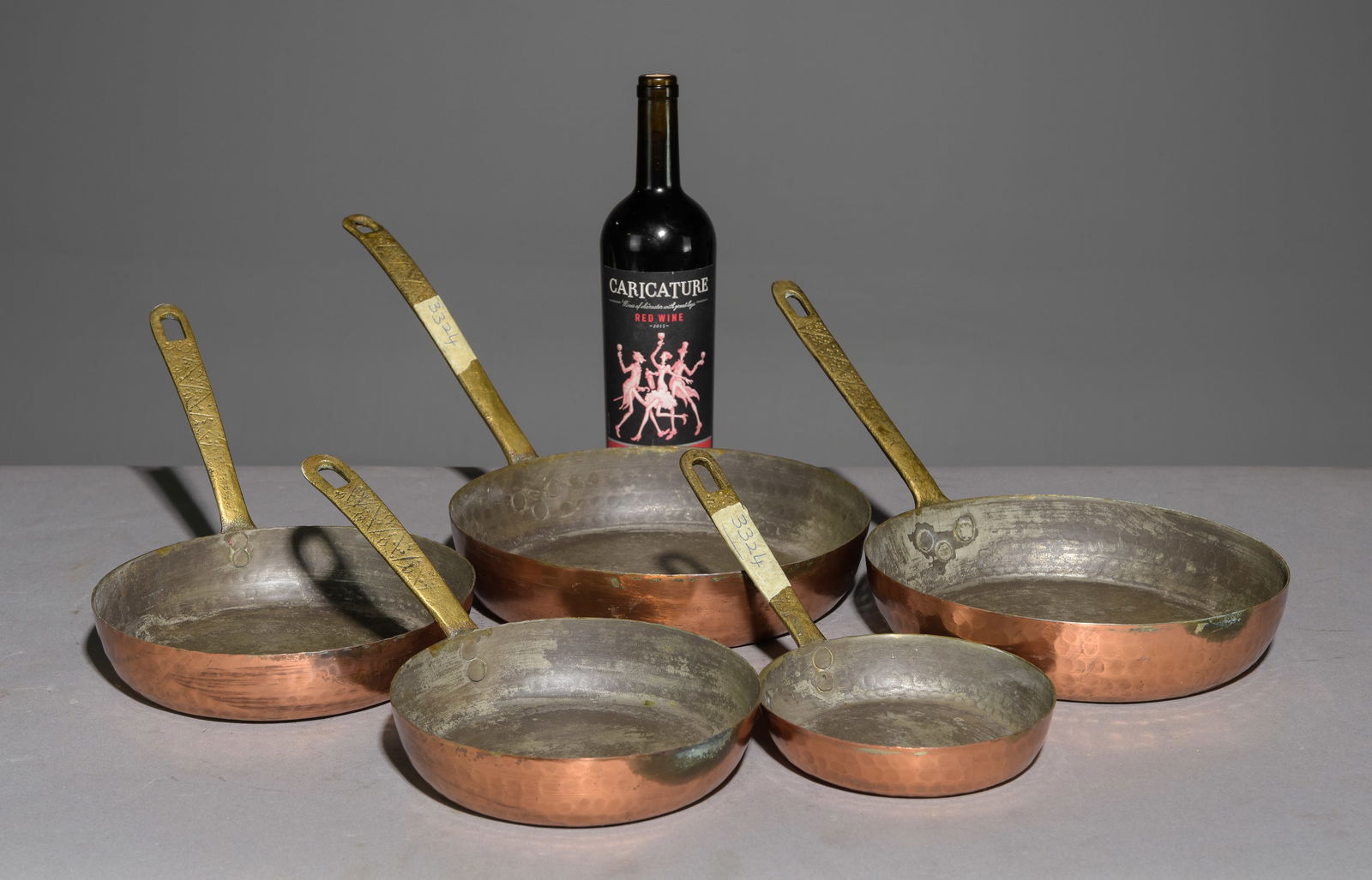 French Set of 5 Copper Skillets / Pans (1 of 3)