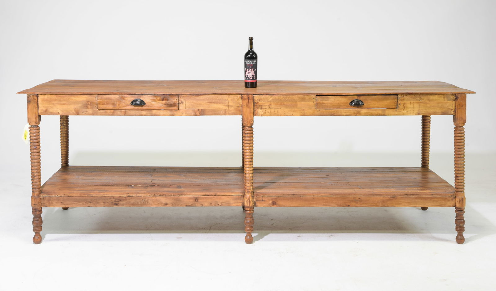 British Pine Two Tier Drapers Table with Drawers (1 of 4)