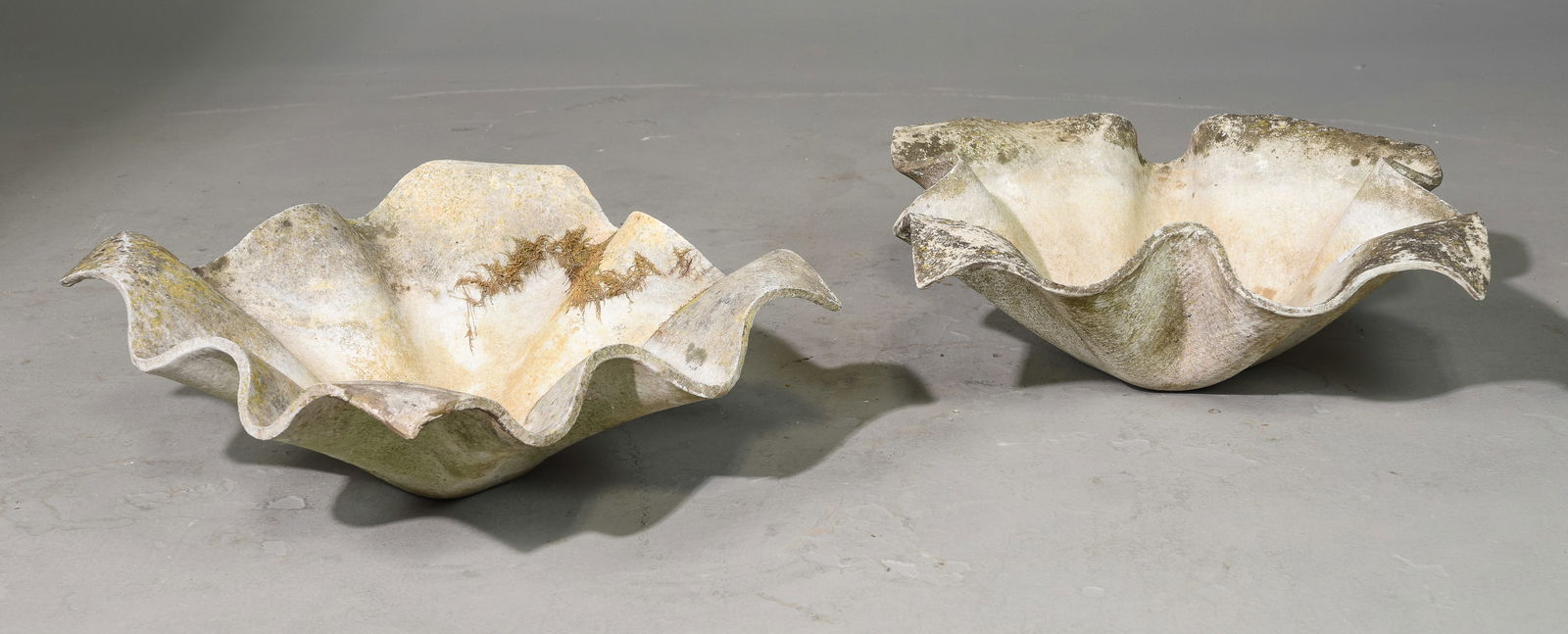 Willy Guhl (1915-2004) - 2 Handkerchief Bowls: Willy Guhl (1915-2004) - 2 Handkerchief Bowls - This is fibrated concrete manufactured by Eternit, Switzerland. - 8 in tall x 20 x 20