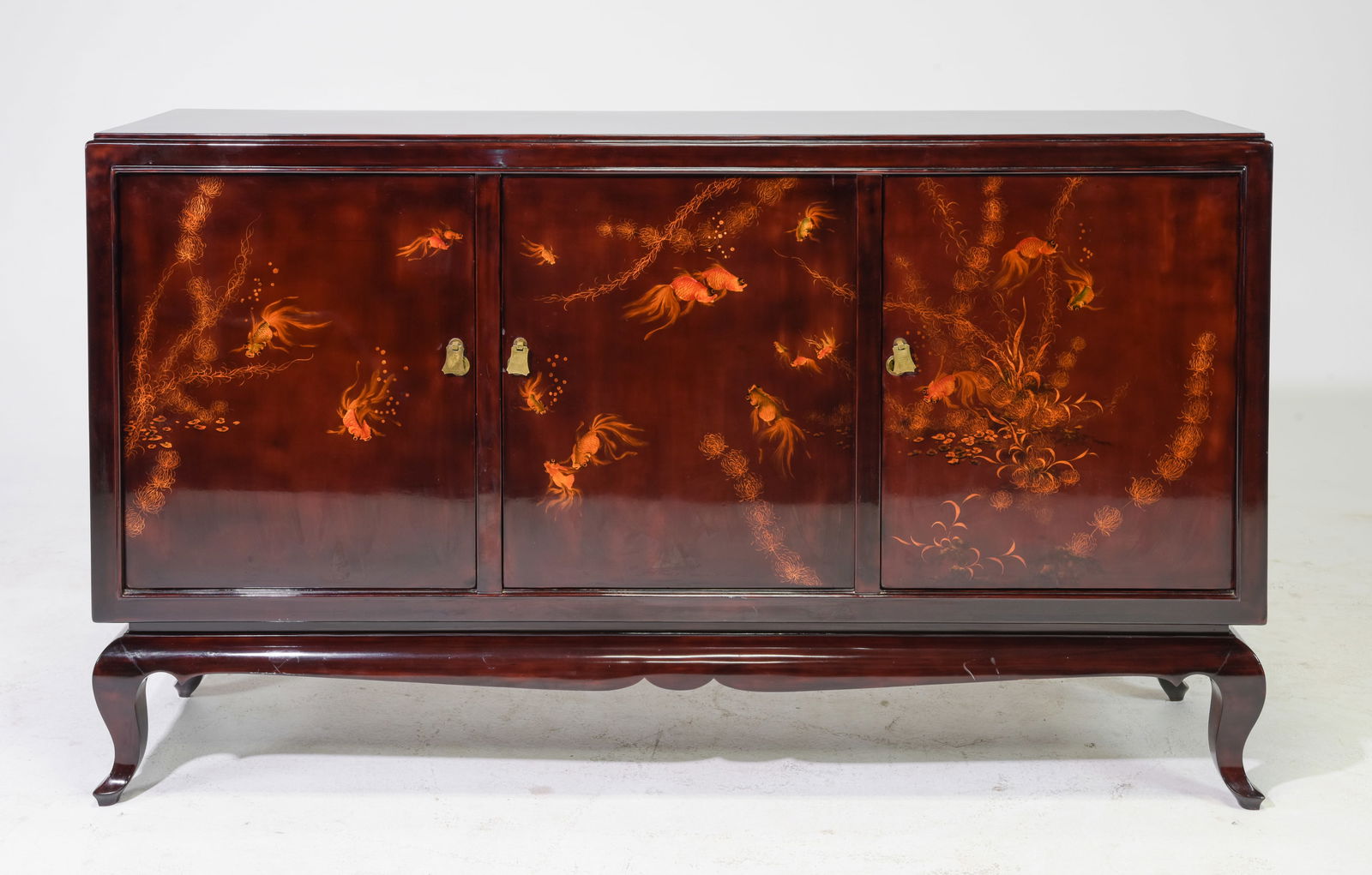 Asian Style Lacquered Three Door Sideboard (1 of 9)