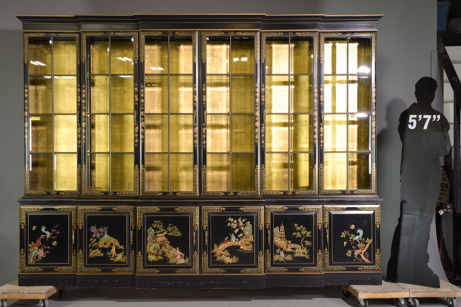 Asian Decorated Large China Cabinet / Cupboard (1 of 12)