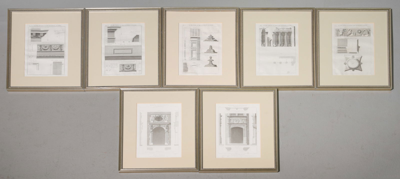 7 Framed Roman & French Architectural Etchings (1 of 9)