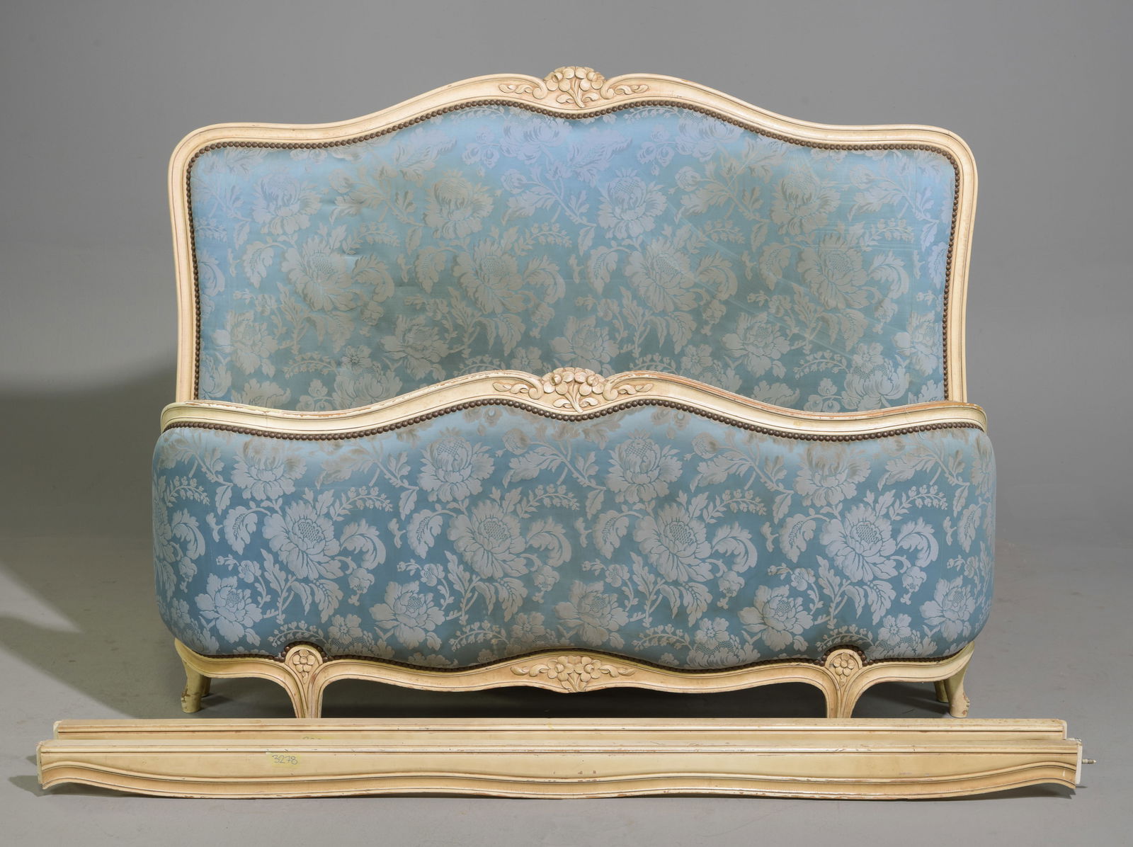 Louis XV Style Painted Upholstered Bed with Rails #1 (1 of 6)