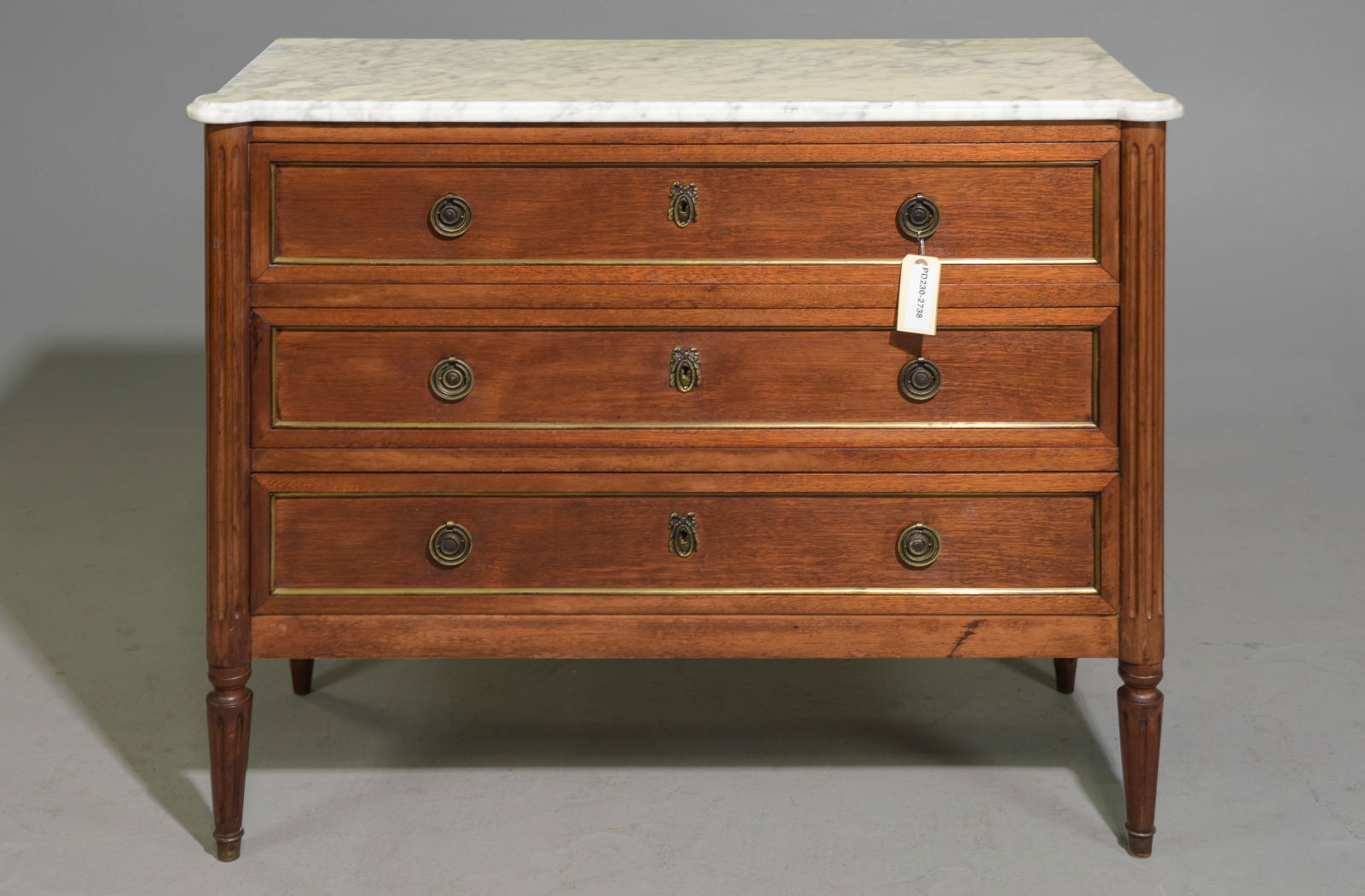 Louis XVI Style Marble Top Three Drawer Chest (1 of 5)