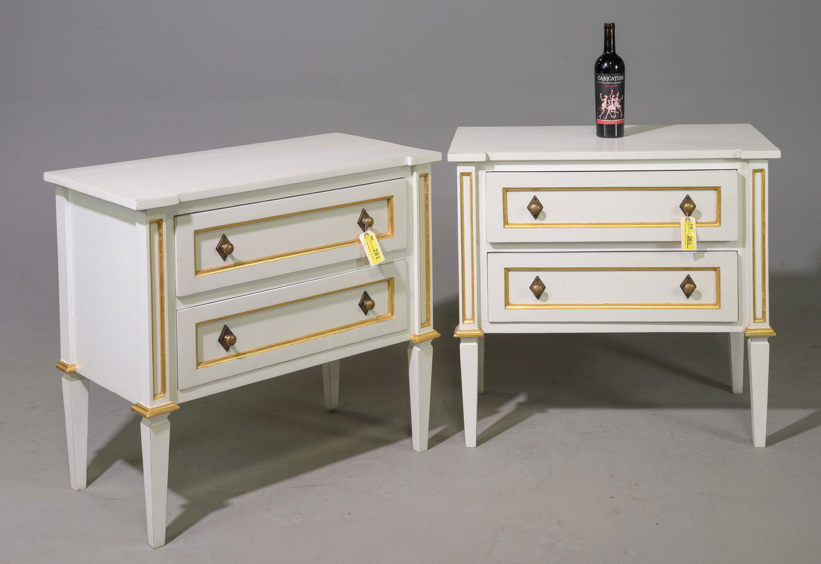 French Style Pair of Three Drawer Painted Chests (1 of 4)