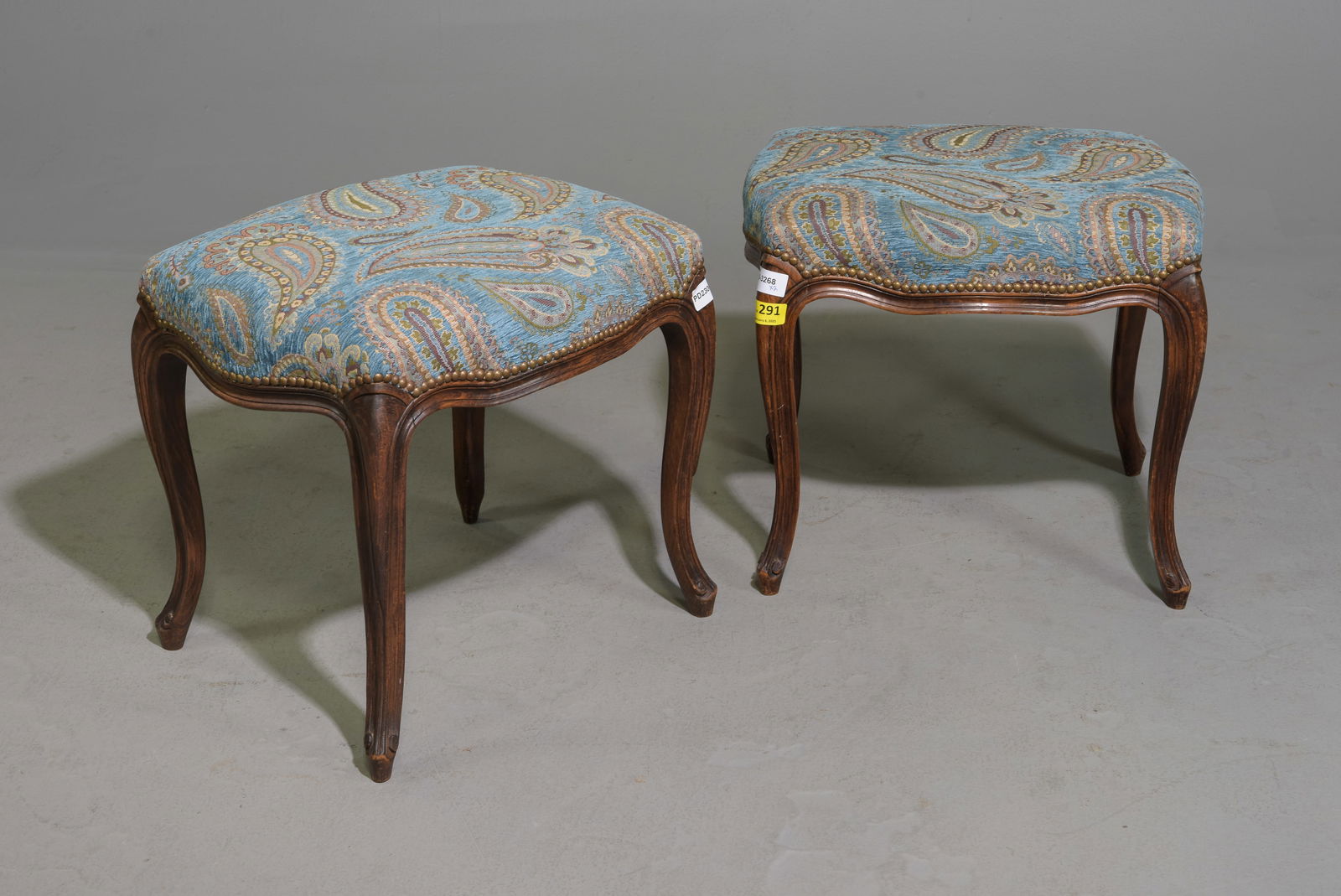 Louis XV Style Pair of Upholstered Foot Stools (1 of 4)