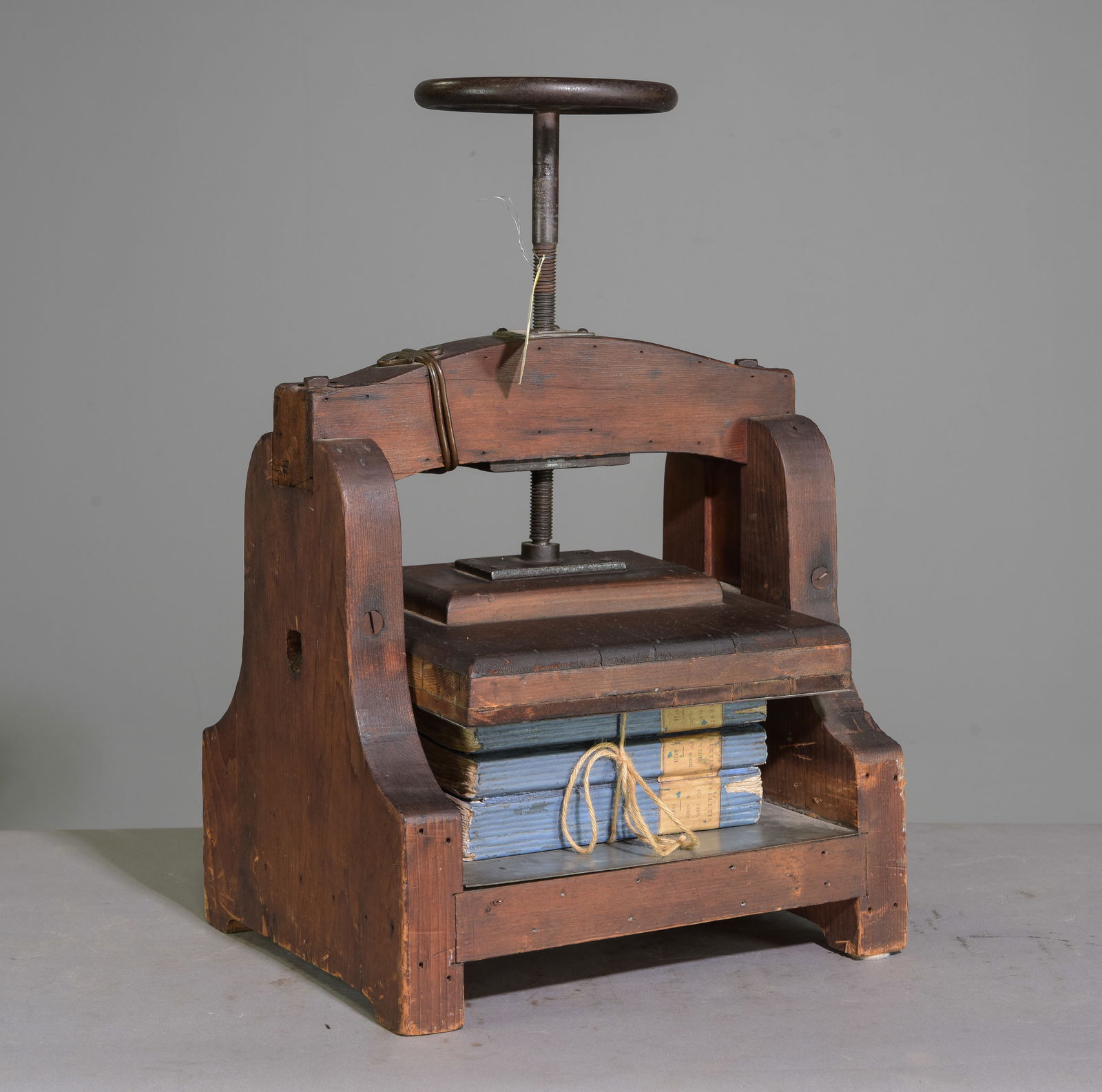 Antique Wood & Iron Wheel Book Press (1 of 5)