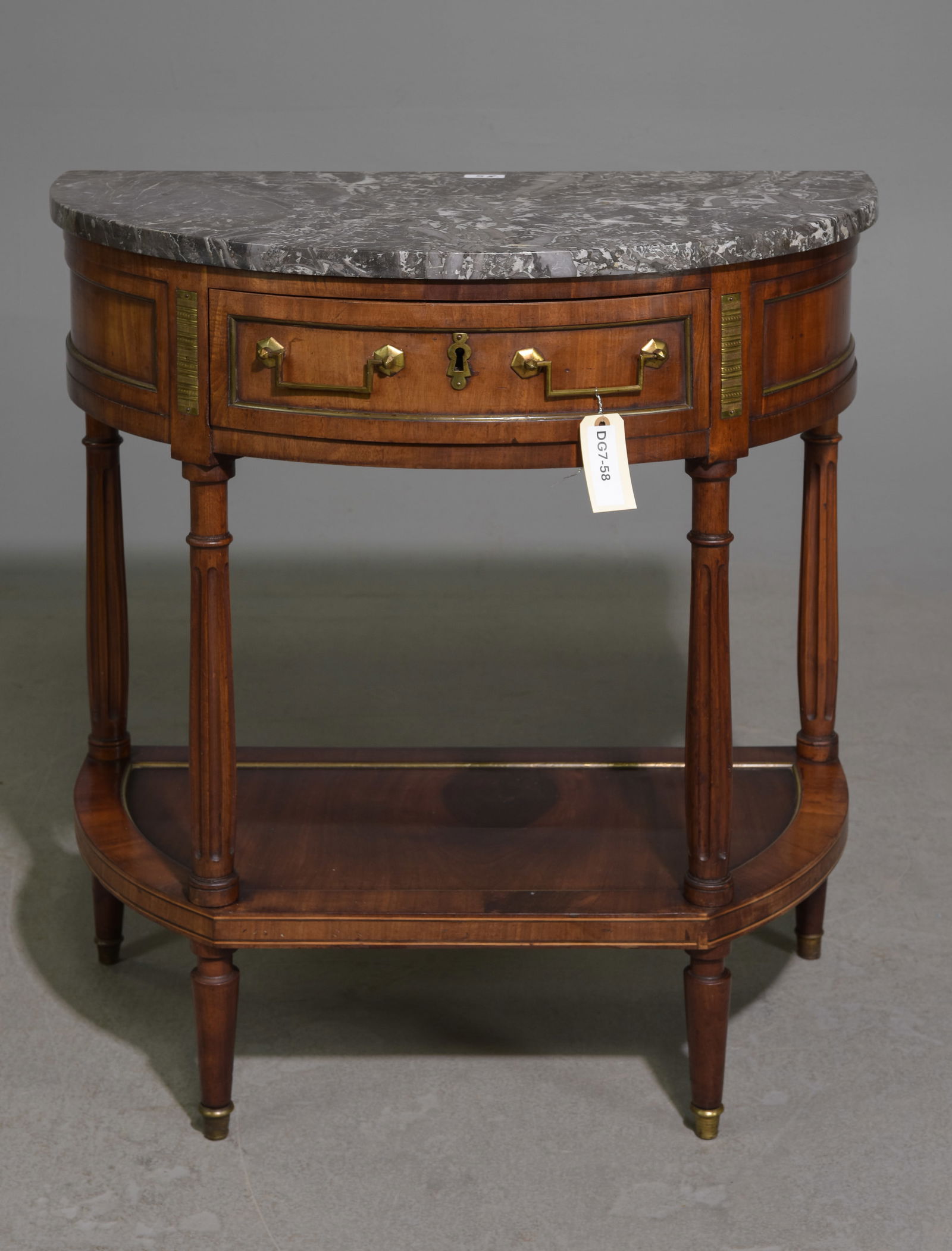 Louis XVI Style Marble Top Demilune Hall Table (1 of 4)