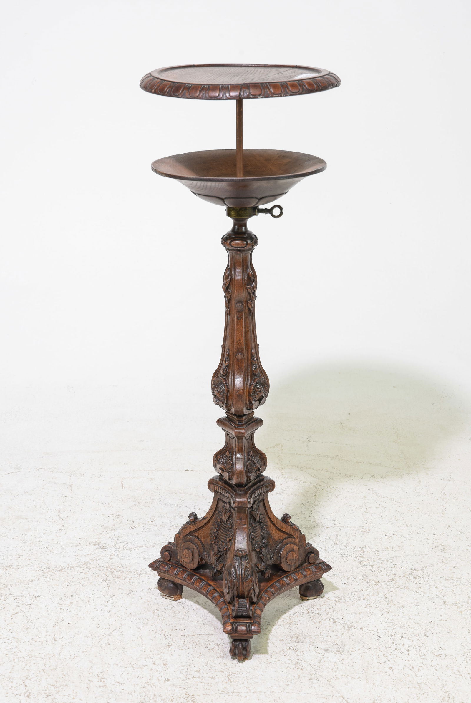 French Carved Oak Adjustable Pedestal c.1890's (1 of 4)