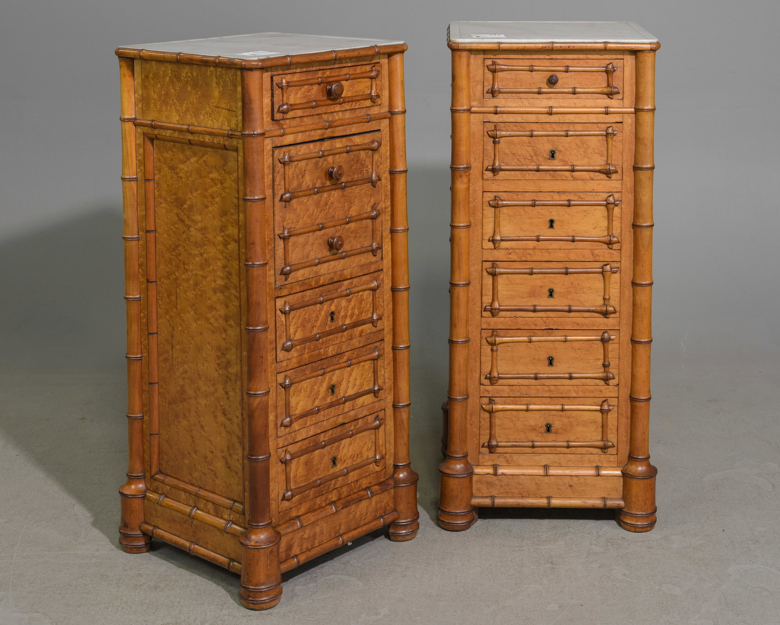 Two Faux Bamboo White Marble Top Chests (1 of 5)