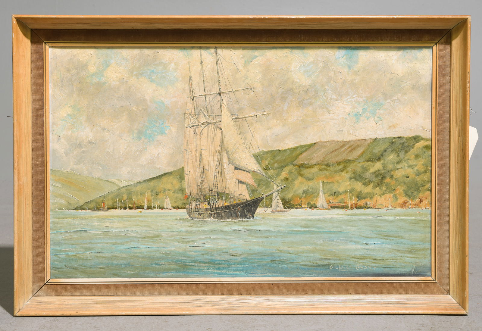 Gilbert Geary Framed Oil on Board Ship Art (1 of 3)