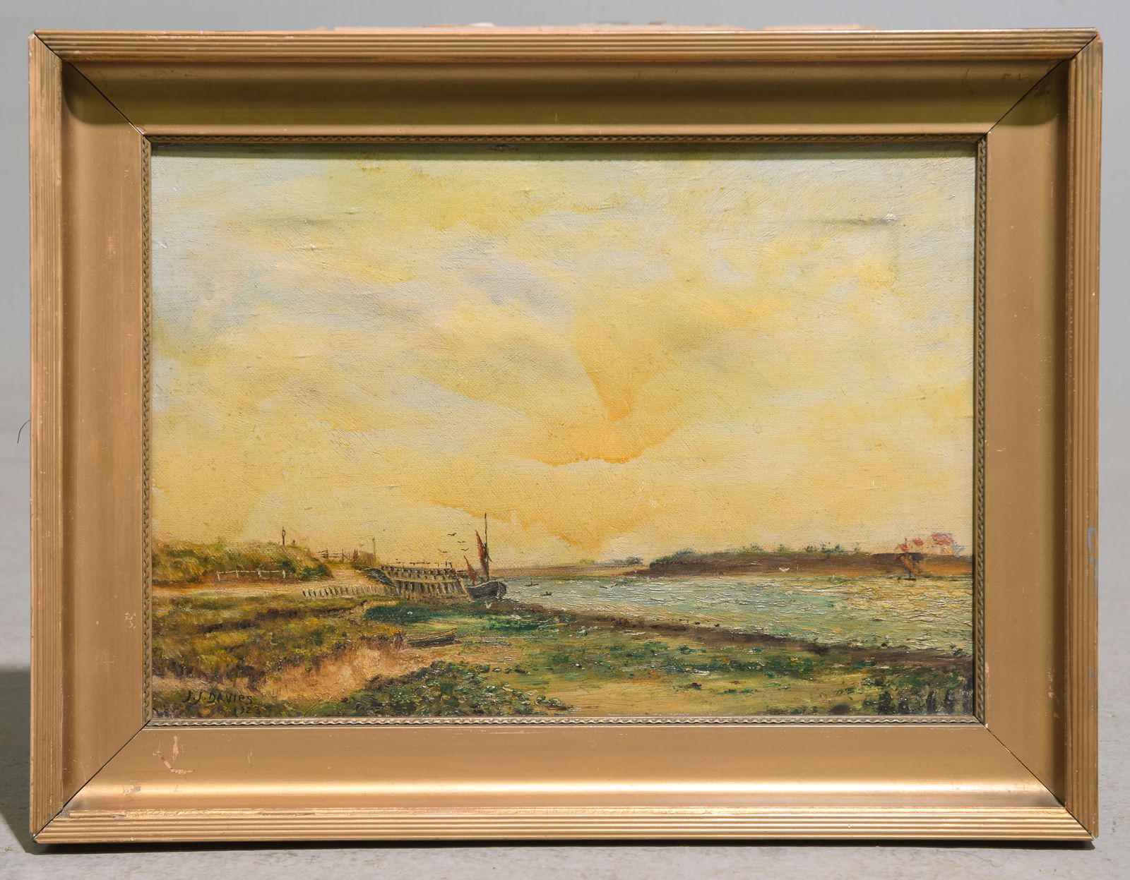 J.J. Davies Oil on Canvas Ship Art c.1923 (1 of 3)