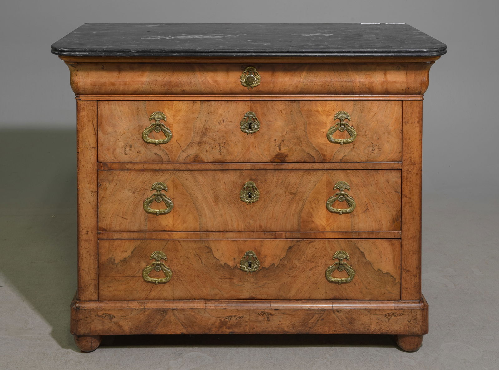 Louis Philippe Style Walnut Marble Top Chest #2 (1 of 5)