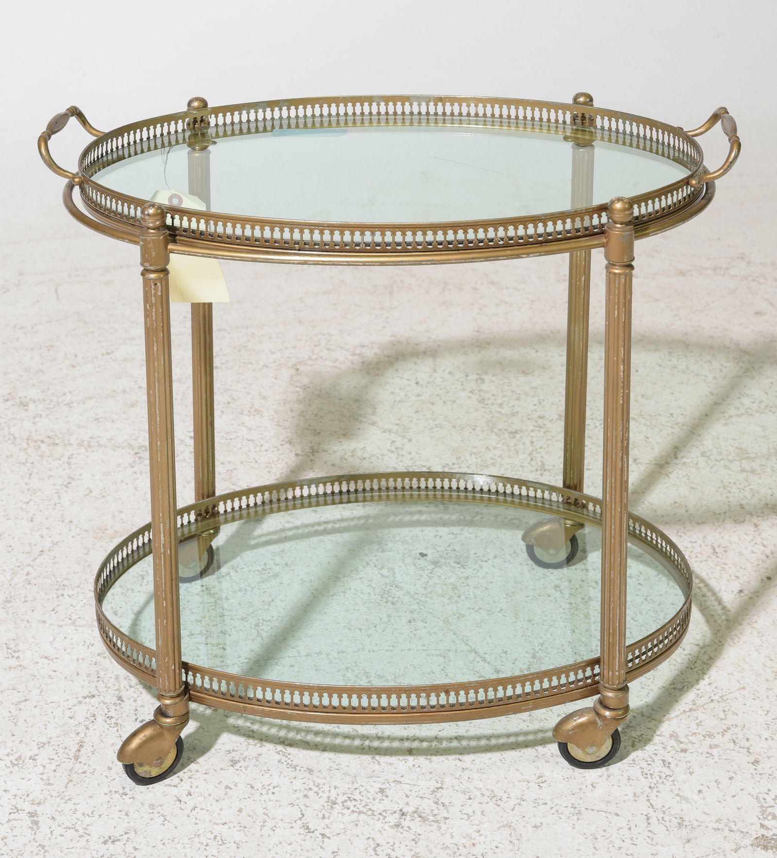 French 2 Tier Brass & Glass Bar Cart / Trolley (1 of 2)