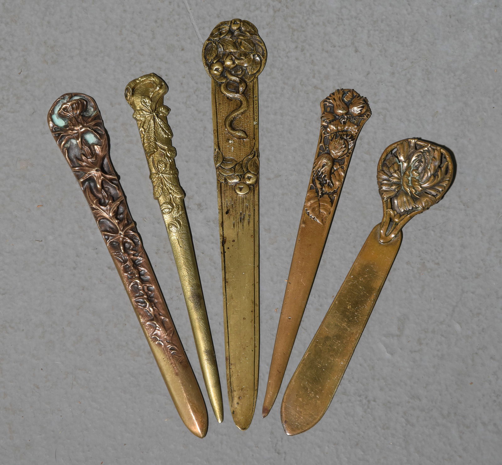 5 Assorted French Brass Letter Openers (1 of 3)