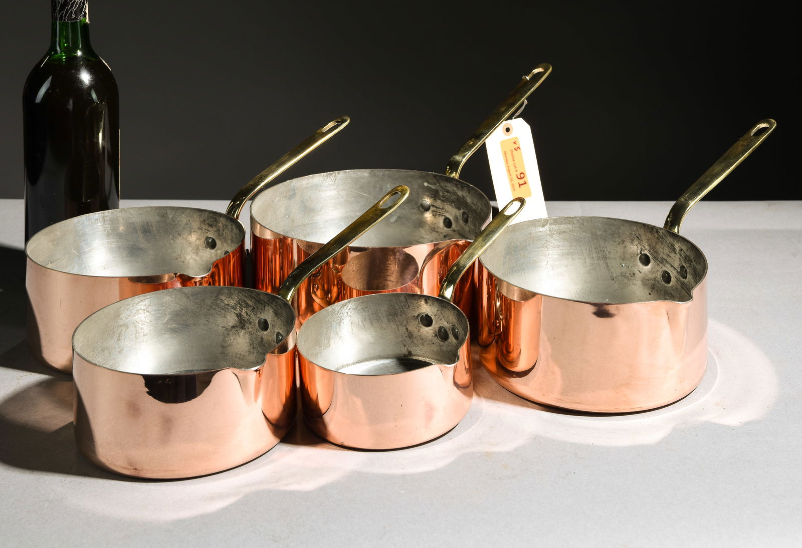 Set of 5 French Polished Copper Sauce Pans #2 (1 of 3)