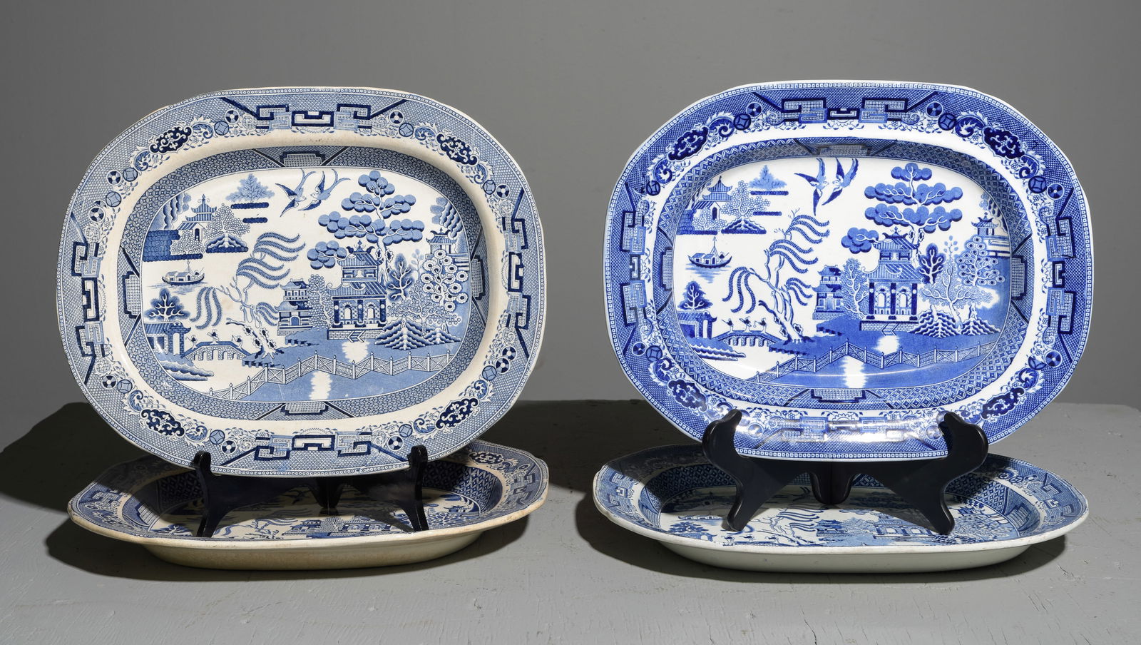 4 Assorted British Blue & White Platters (1 of 7)