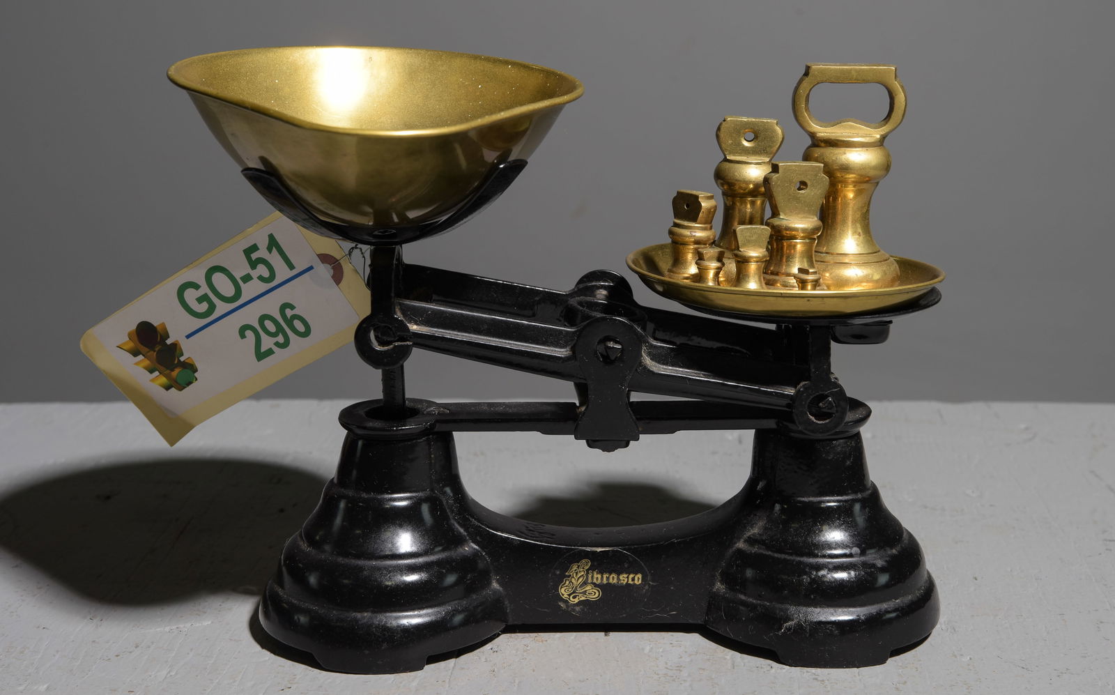 Painted Balance Scale with Brass Pans & Weights #1 (1 of 4)