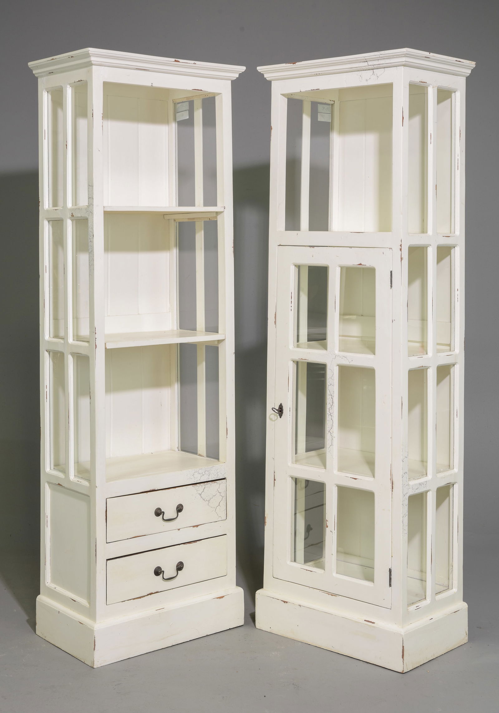 2 Narrow Painted Bookshelves / Cabinets (1 of 3)