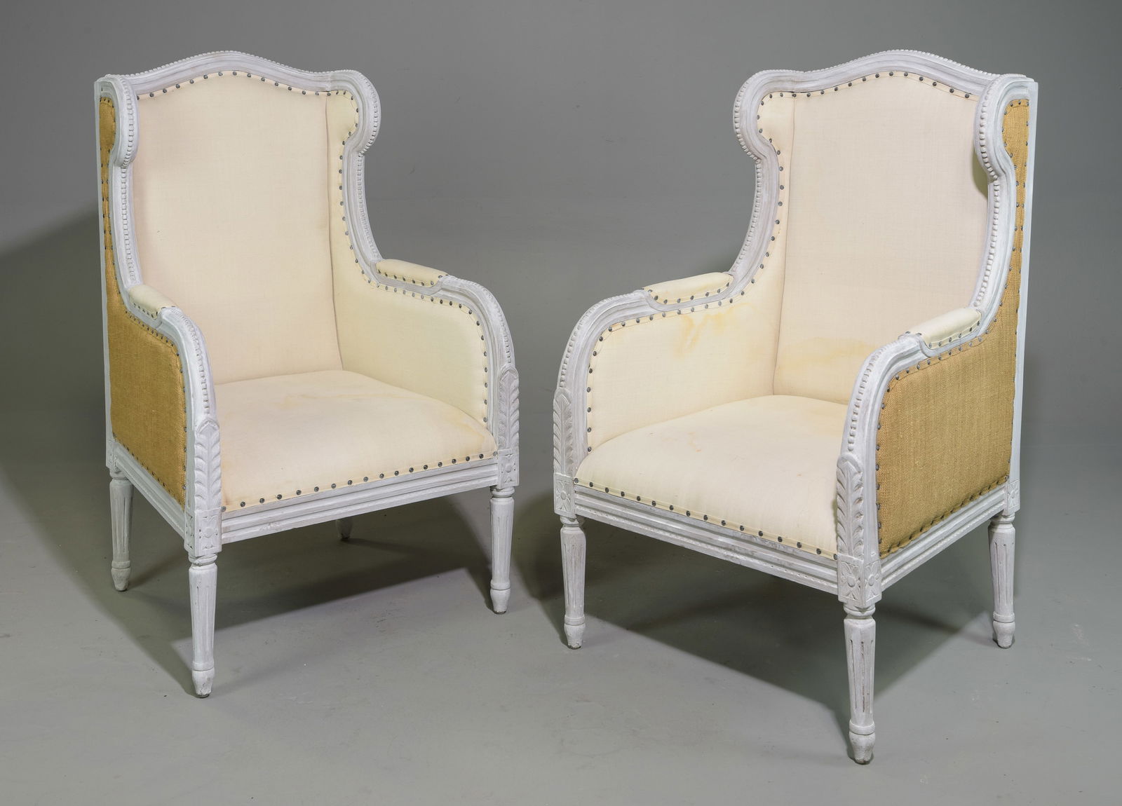 French Style Pair Of Painted Wing Back Arm Chairs (1 of 4)