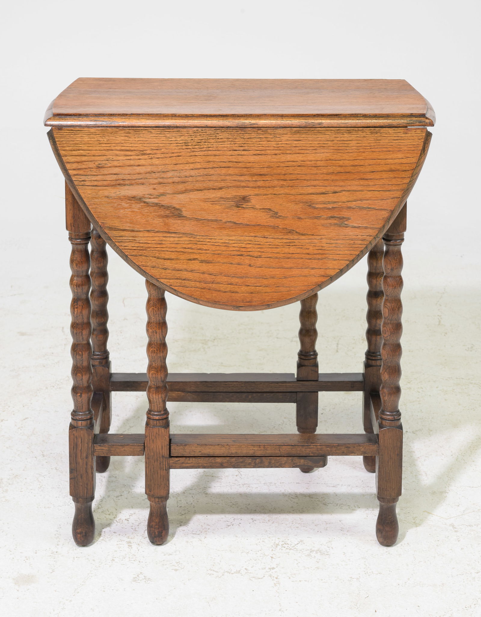 British Oak Bobbin Leg Drop Leaf Table c.1920's (1 of 3)