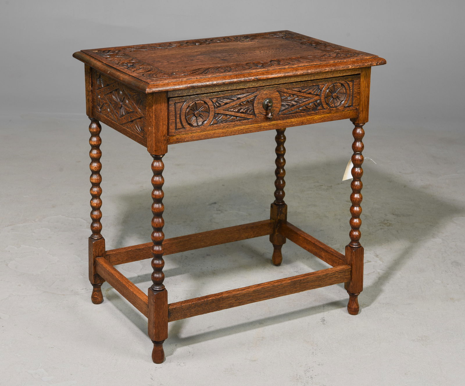 British Carved Bobbin Single Drawer Table (1 of 3)
