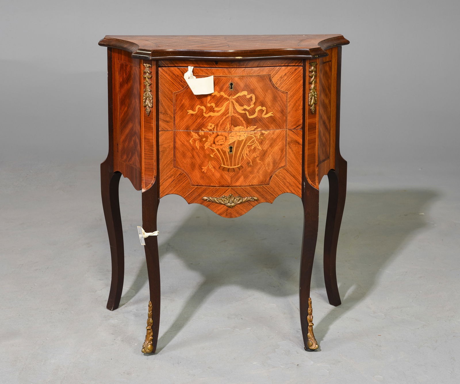 French Style Inlaid Petite 2 Drawer Chest (1 of 4)