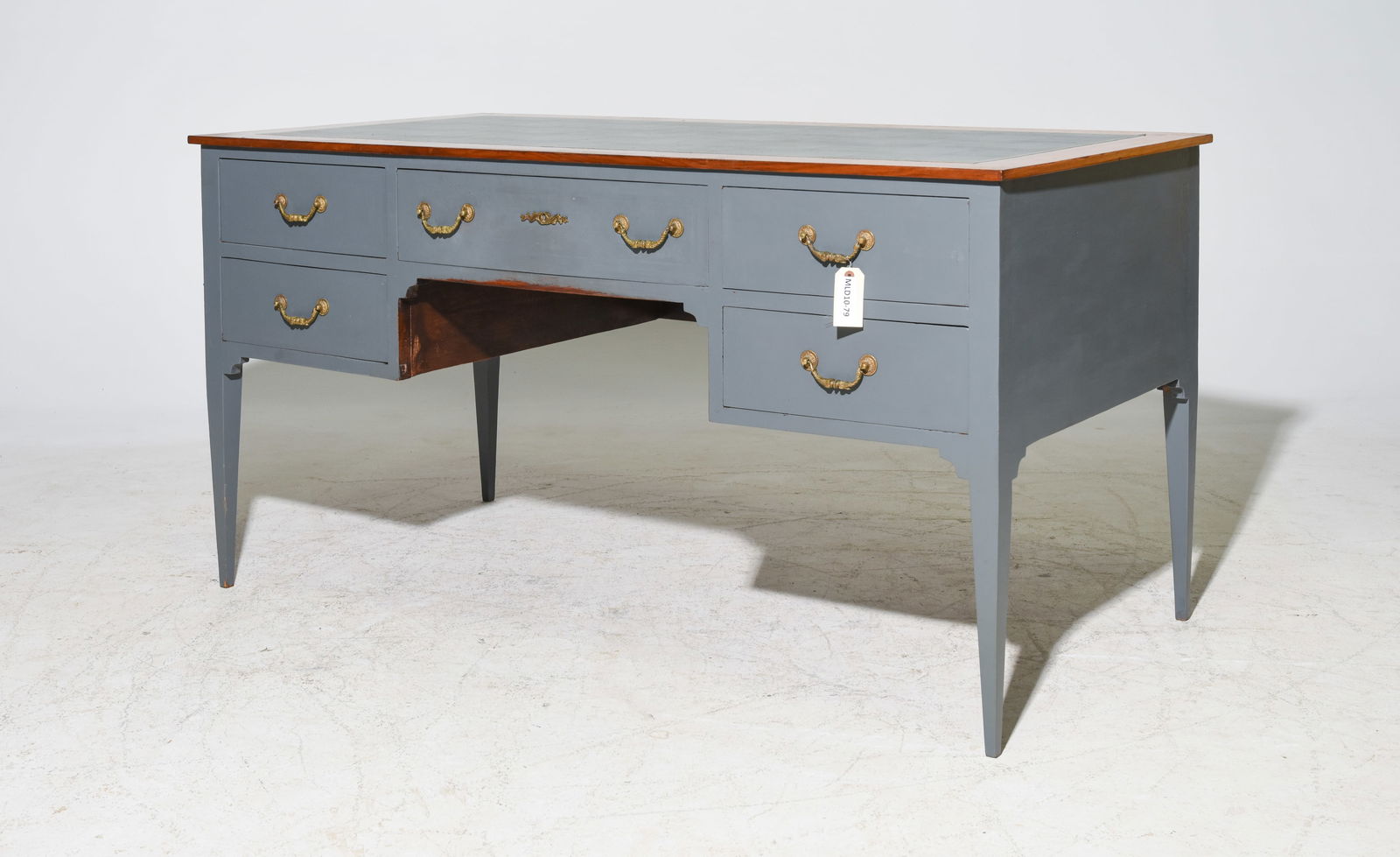 French Painted Base Leather Top Desk (1 of 5)
