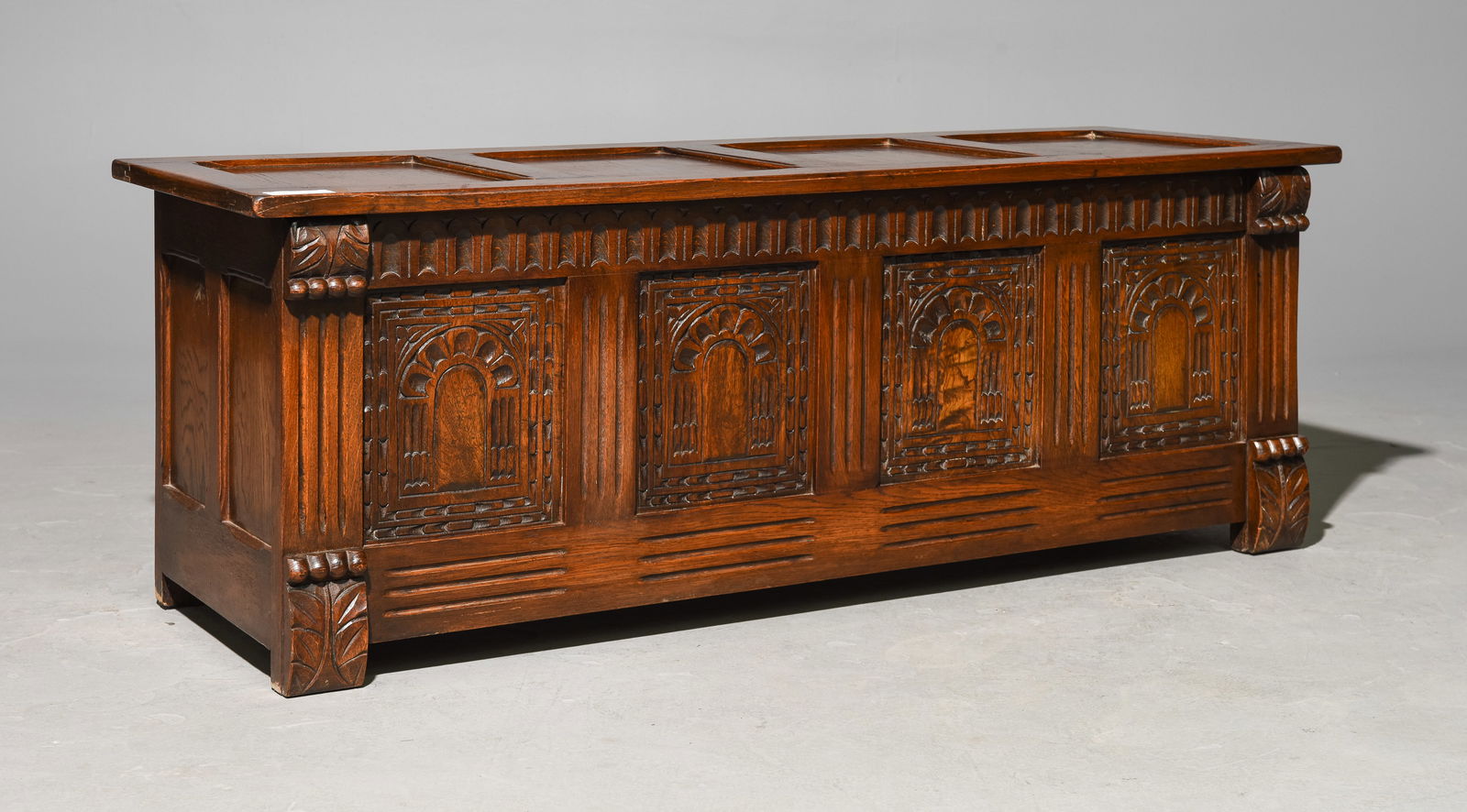 British Carved Oak Trunk / Blanket Chest (1 of 4)
