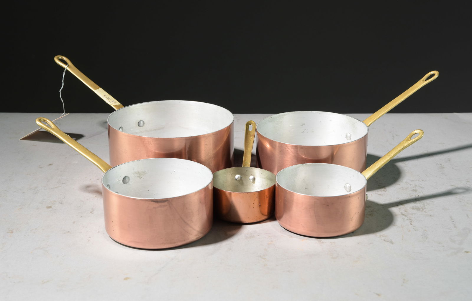 Set of 5 French Polished Copper Sauce Pans #2 (1 of 3)