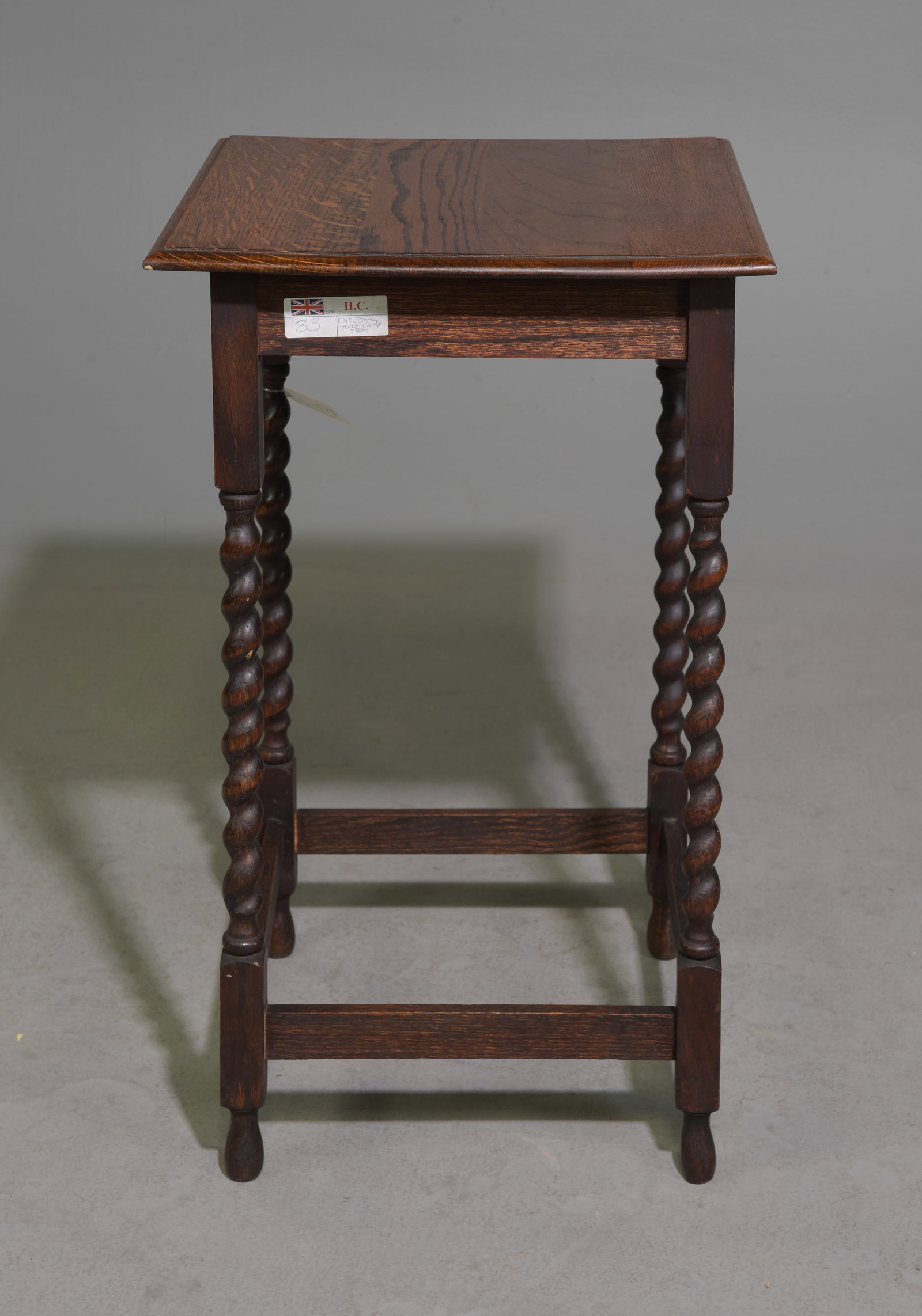 British Oak Barley Twist Occasional Table #1: British Oak Barley Twist Occasional Table c.1920's-30's - 29.5 in tall x 18 x 18