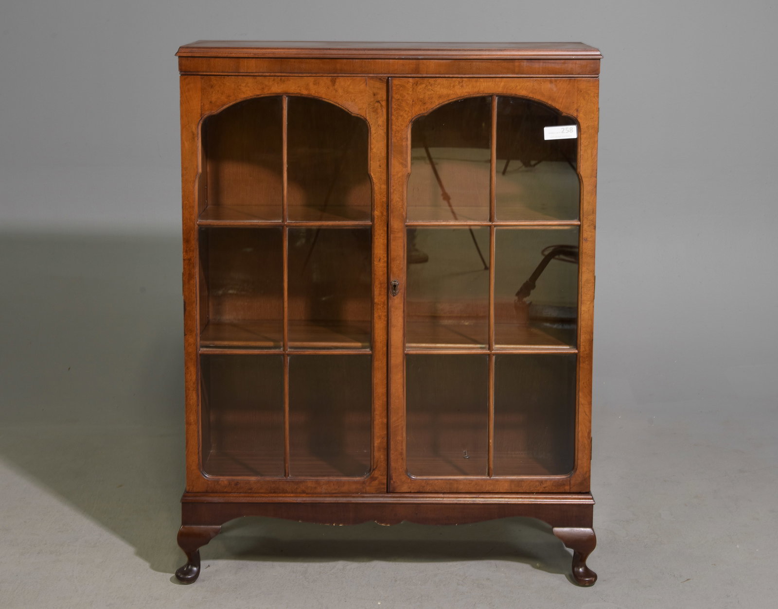 English Walnut Display Cabinet / Bookcase (1 of 5)