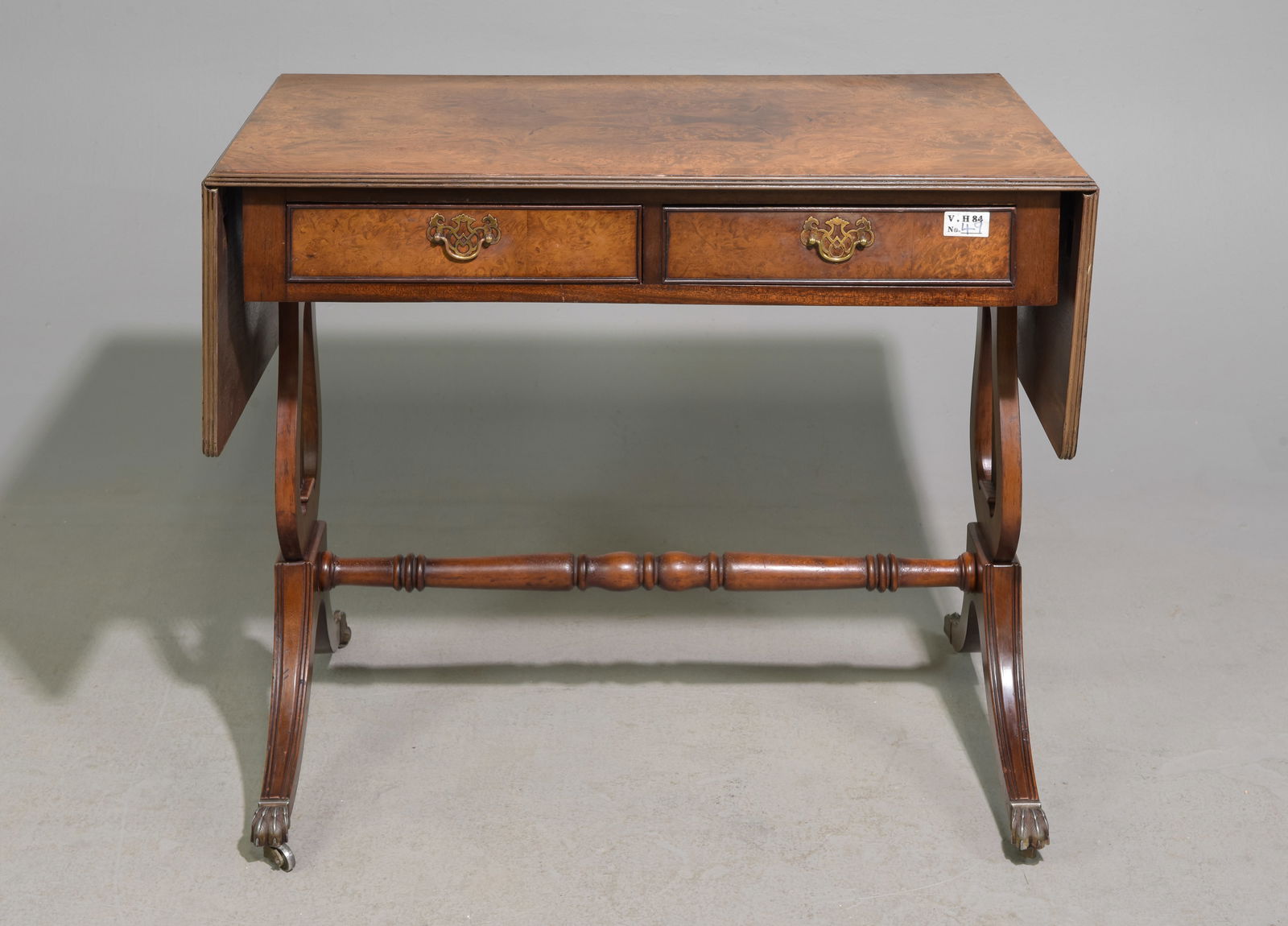 British Lyre Base Drop Sided Writing Table (1 of 5)