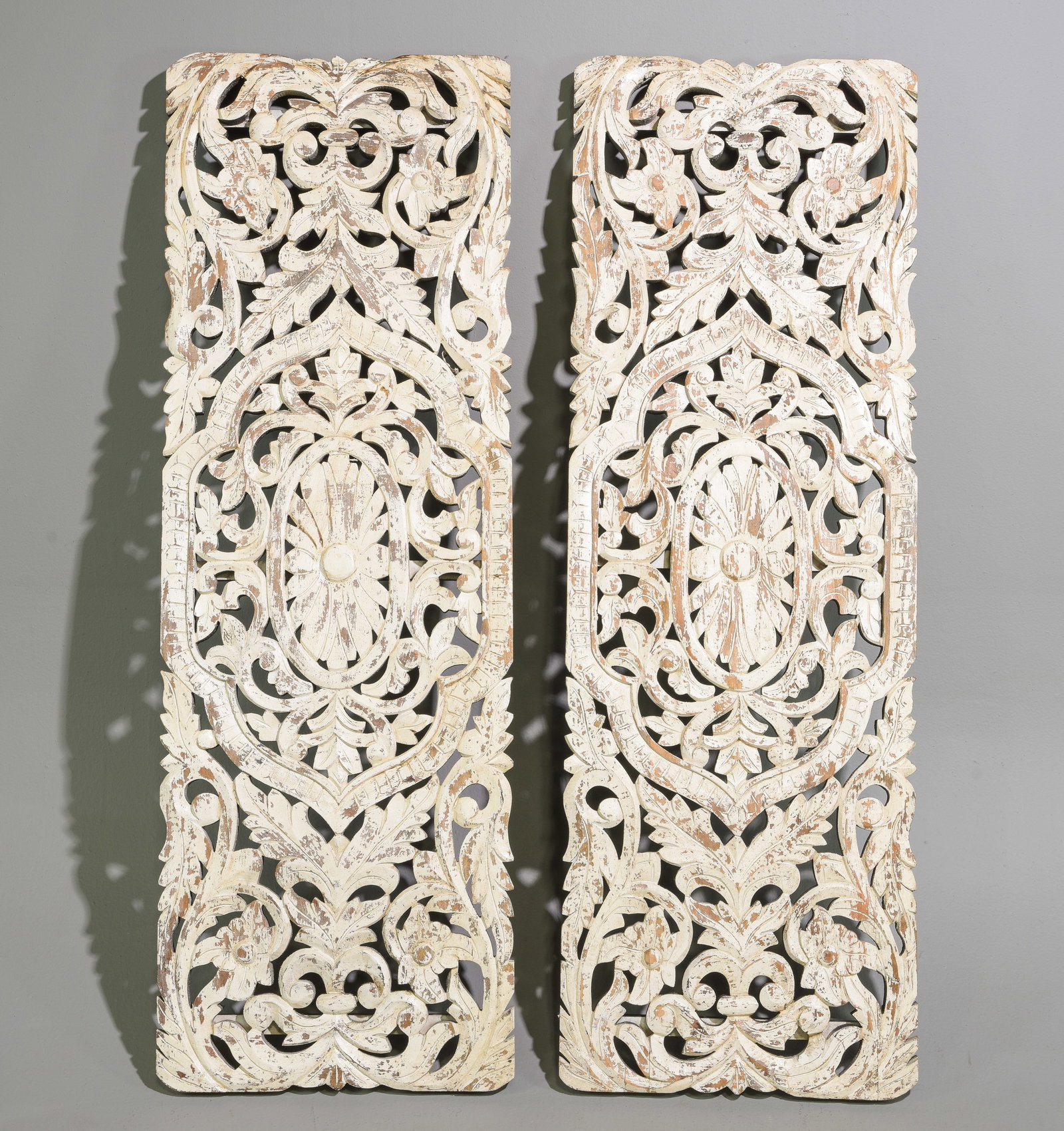 Two Carved Wood Painted Panels (1 of 3)