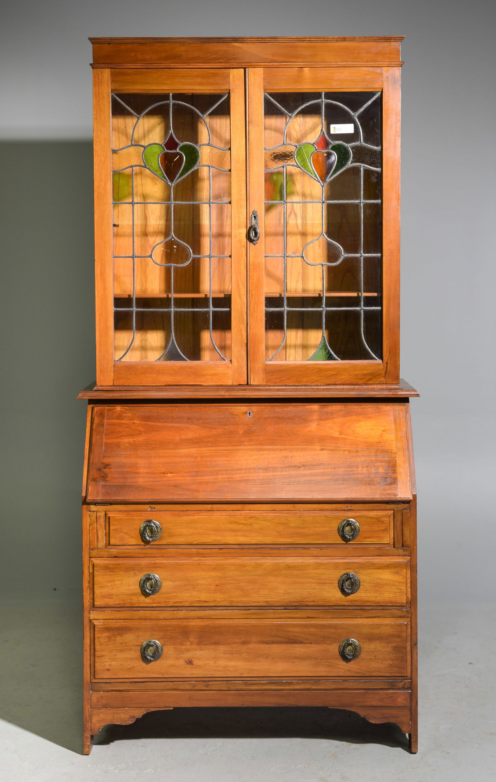 British Secretary Bookcase With Leaded Glass (1 of 14)