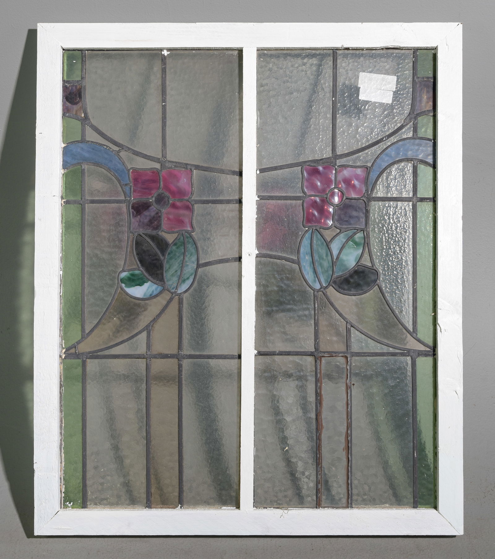 British Large Stained Leaded Glass Window - Floral (1 of 3)