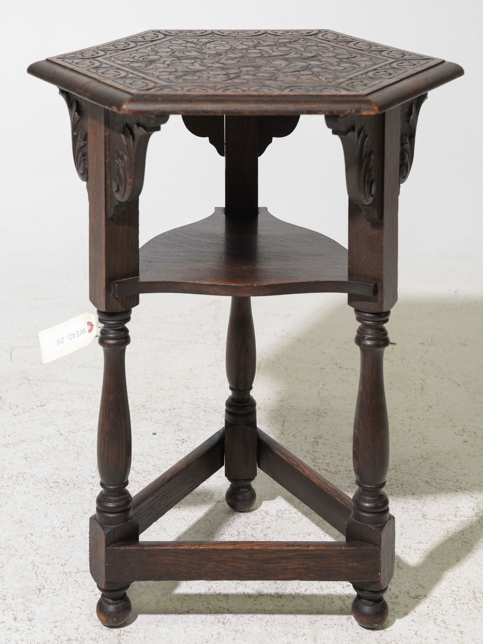 British Carved Oak Occasional Table (1 of 4)