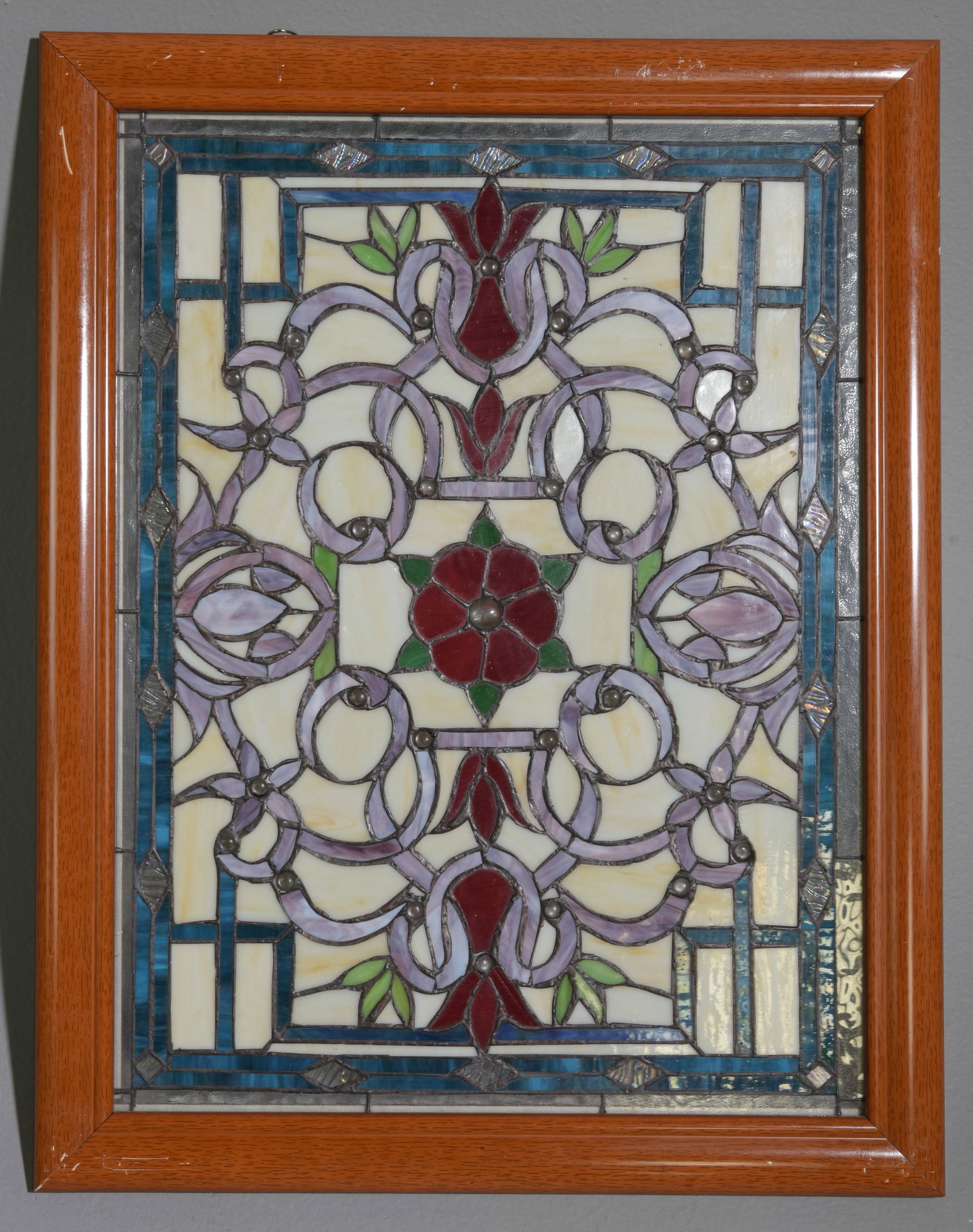 Framed Stained Glass Small Window with Rose (1 of 2)