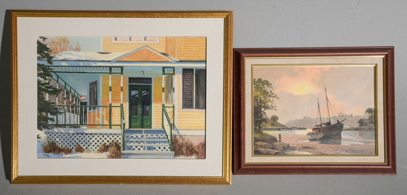 2pcs Framed Art - Sailboat & "Victorian Porch" (1 of 6)